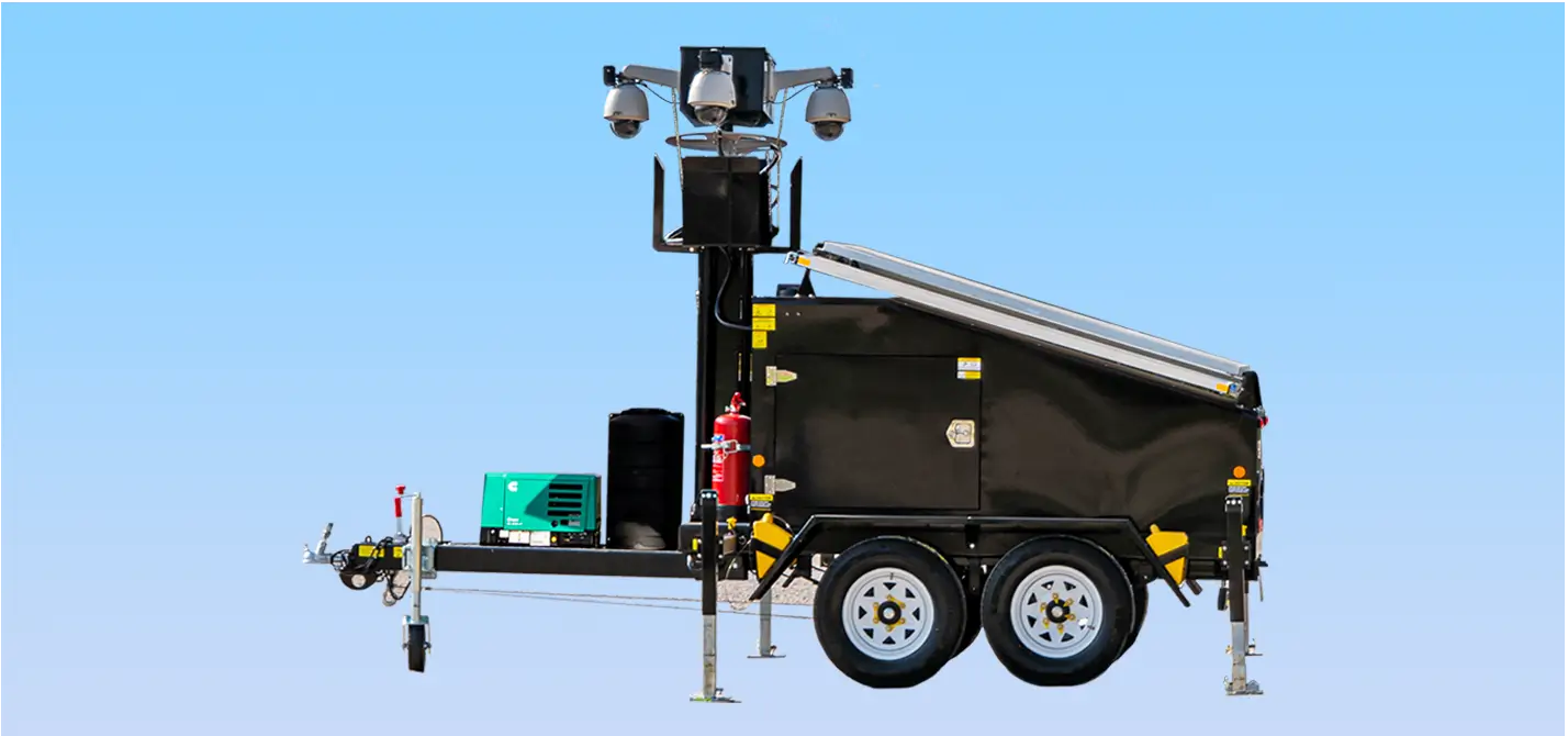A compact solar-powered mobile security trailer
